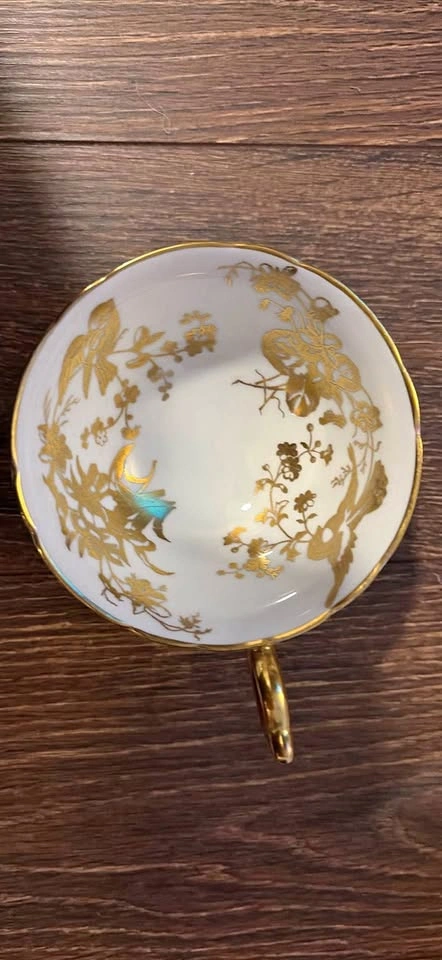 Coalport Bone China Teacup - Gold Bird & Floral Pattern