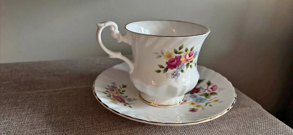 Royal Dover Bone China Floral Teacup and Saucer Set