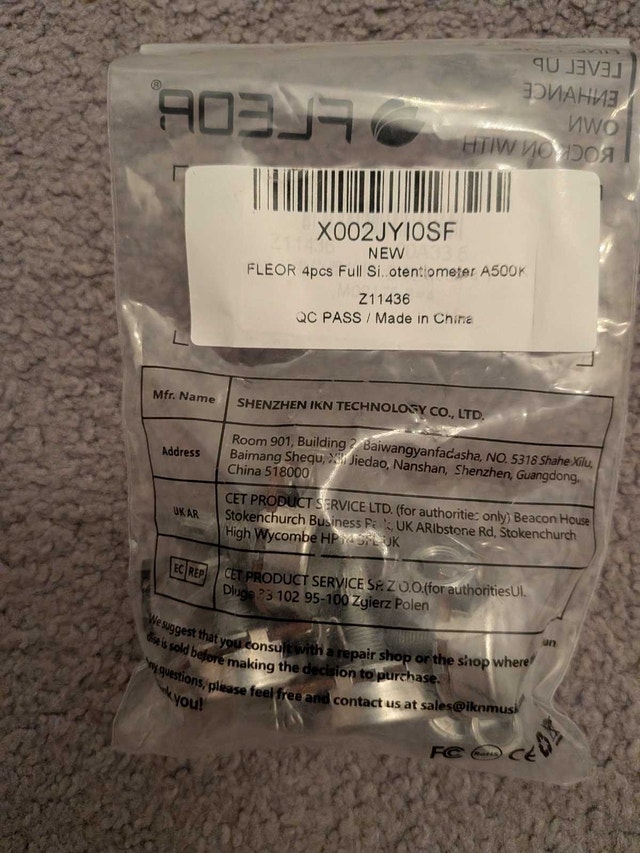 FLEOR 4xFull Size Guitar Volume Pot 18mm Shaft Audio Taper Pot - photo 3