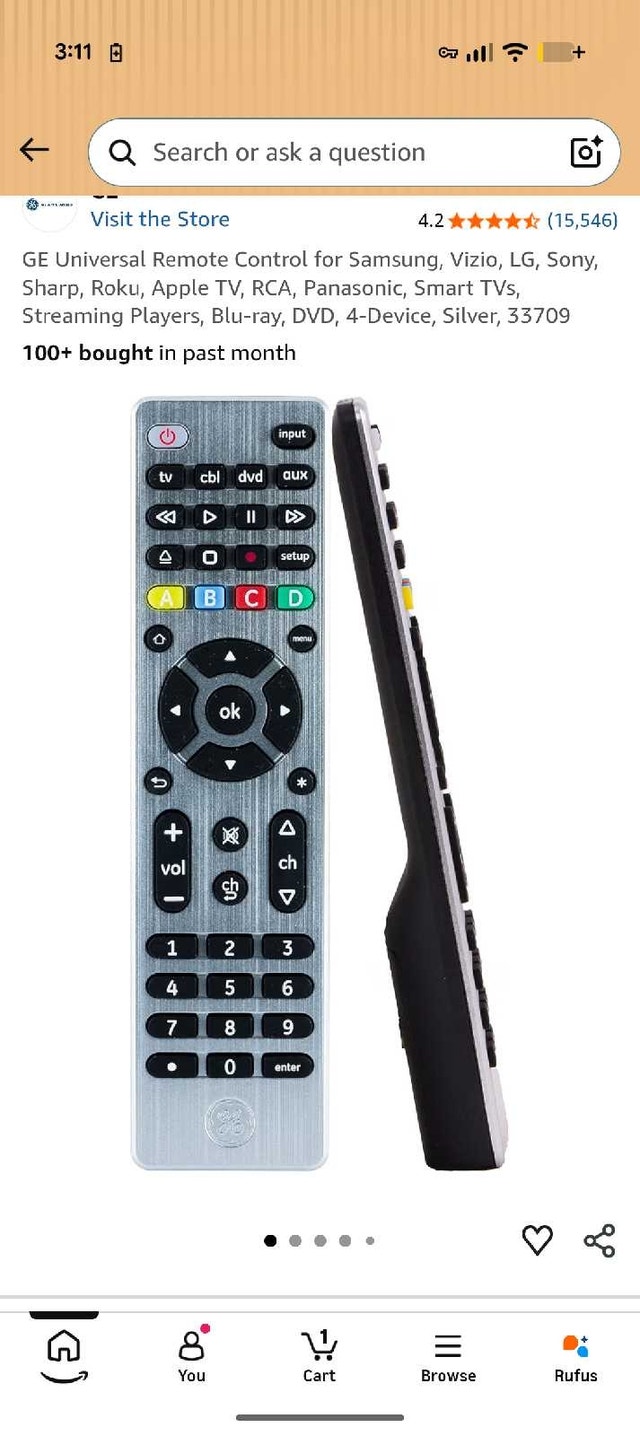GE 4-Device Universal Remote Control - photo 4
