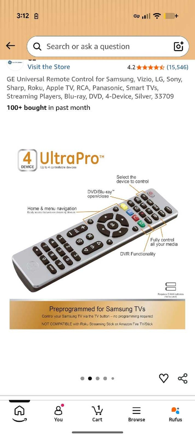 GE 4-Device Universal Remote Control - photo 5