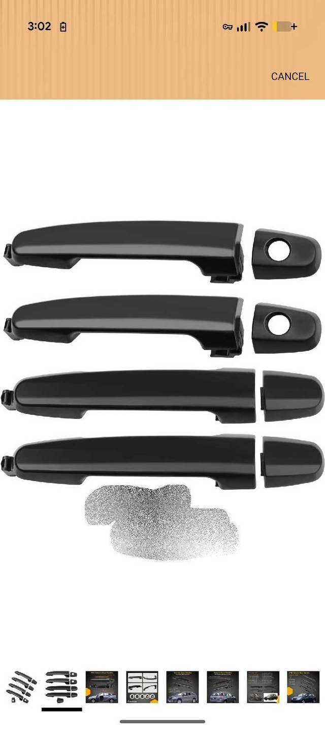 4 pack black car door handles, replacement set