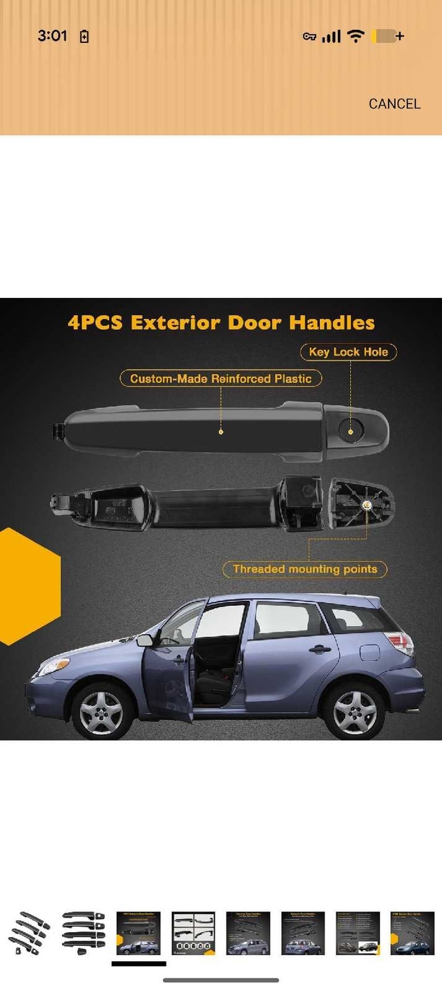 4 pack black car door handles, replacement set - photo 2