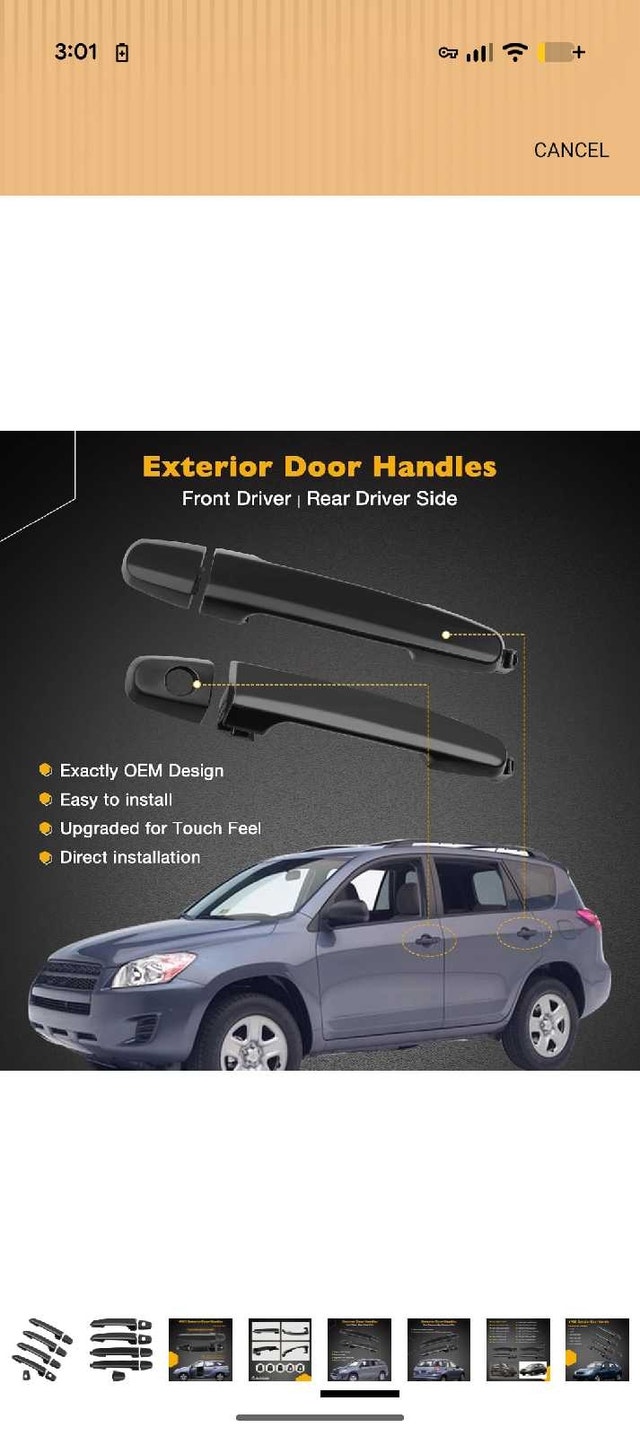 4 pack black car door handles, replacement set - photo 3