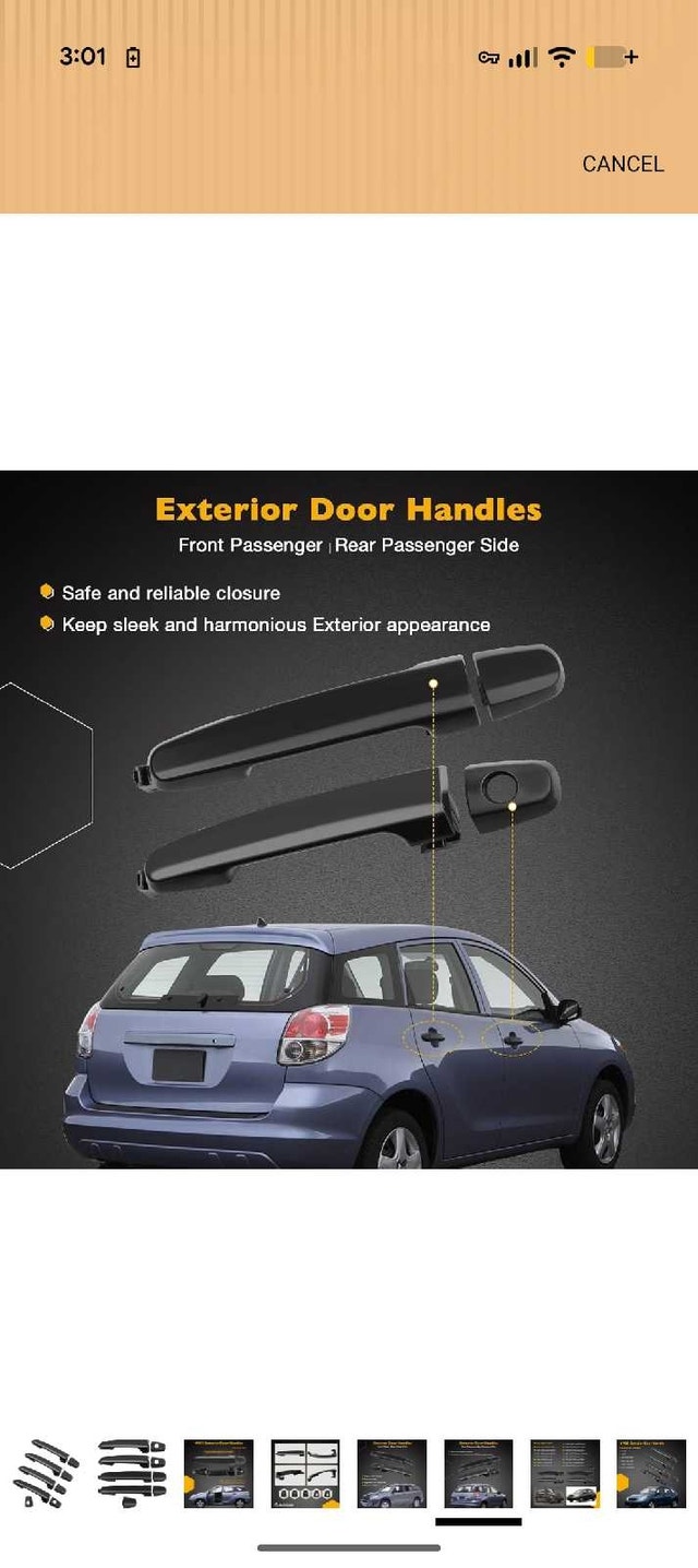 4 pack black car door handles, replacement set - photo 4