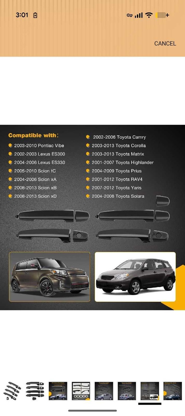 4 pack black car door handles, replacement set - photo 5