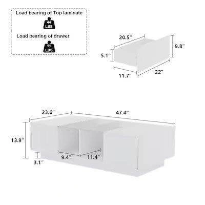 Modern White High Gloss LED Coffee Table - photo 2