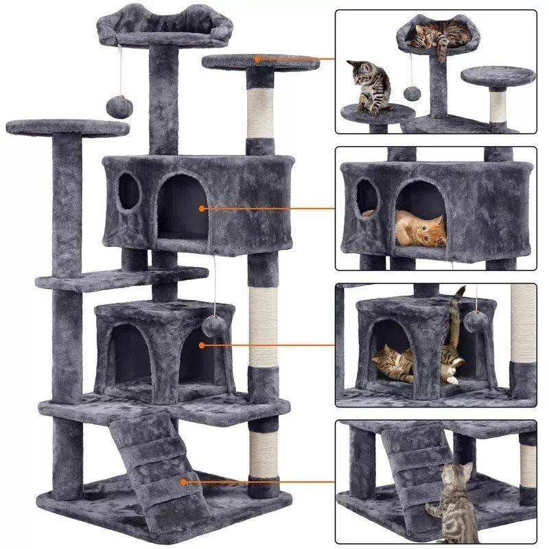 Multi-Level Grey Plush Cat Tree Tower - photo 3