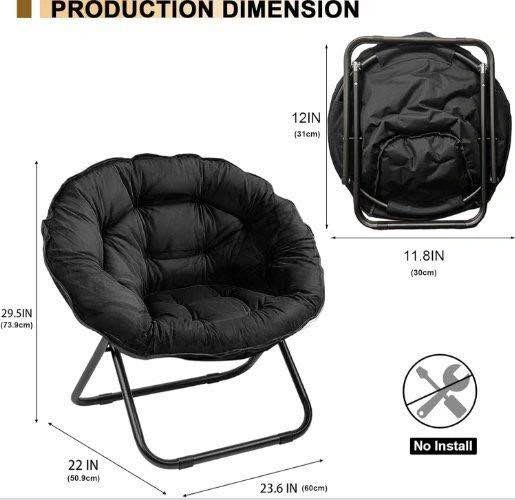 Black Folding Saucer Chair - photo 2