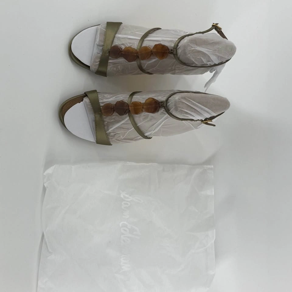 Sam Edelman Massey Olive Satin Gold Architectural Wedge Sandals - photo 4