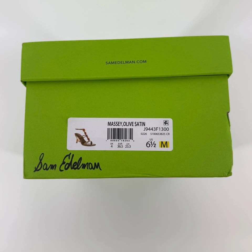 Sam Edelman Massey Olive Satin Gold Architectural Wedge Sandals - photo 5