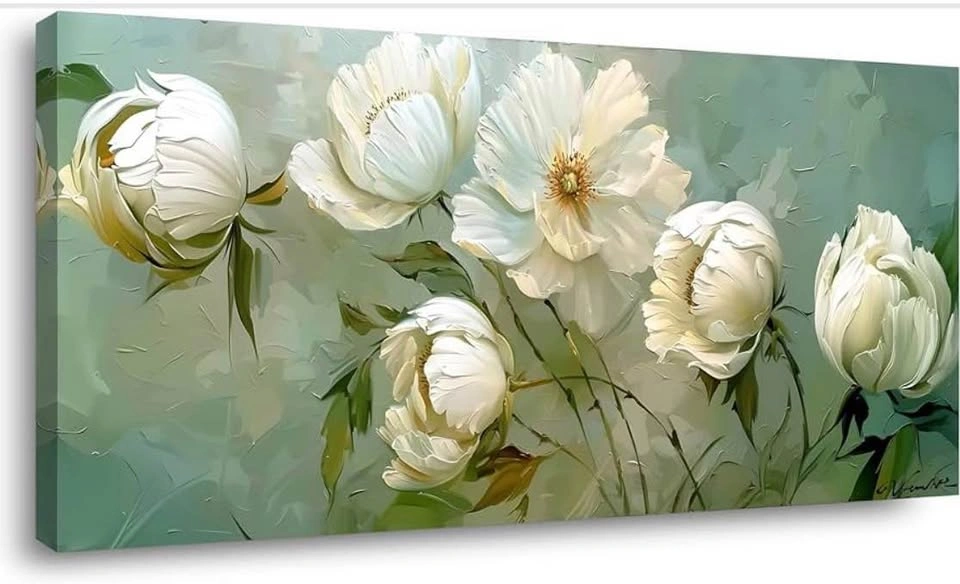 Painting Blooming White Flowers 28x57” - photo 2