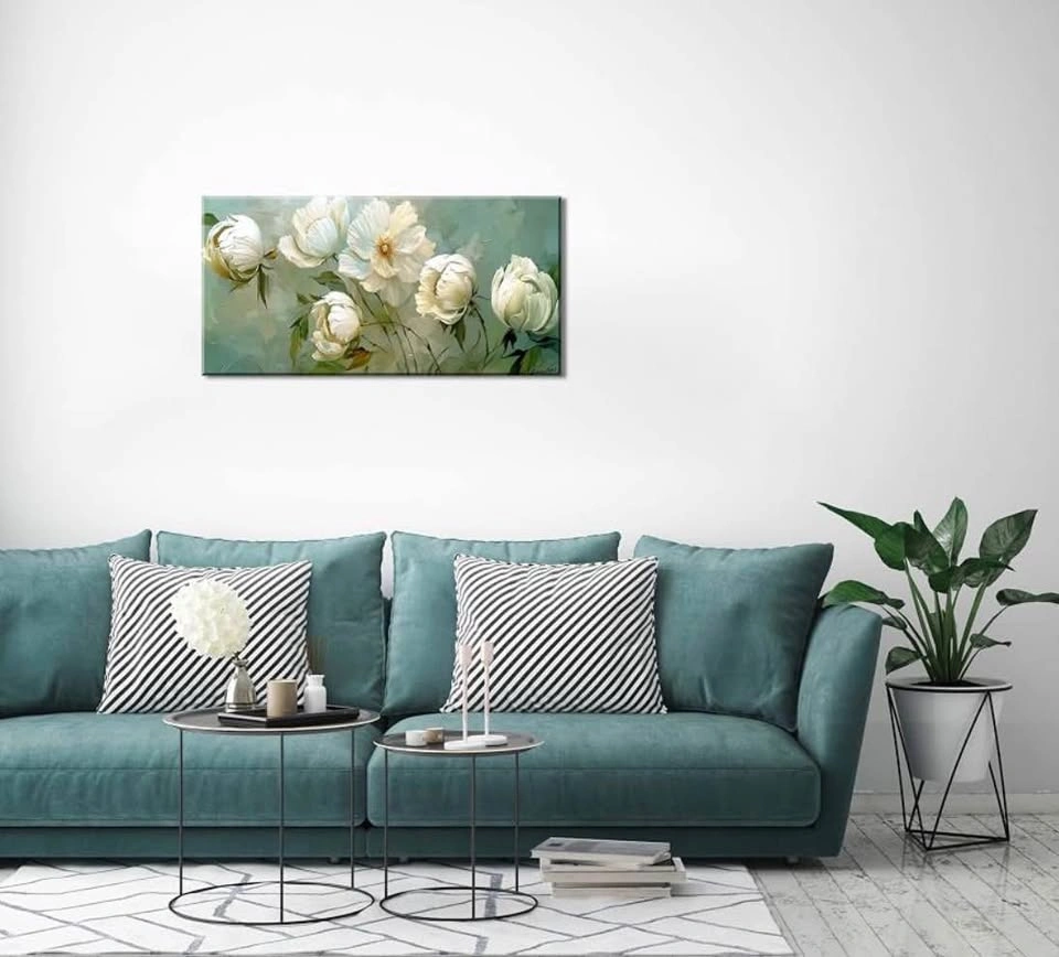 Painting Blooming White Flowers 28x57” - photo 4