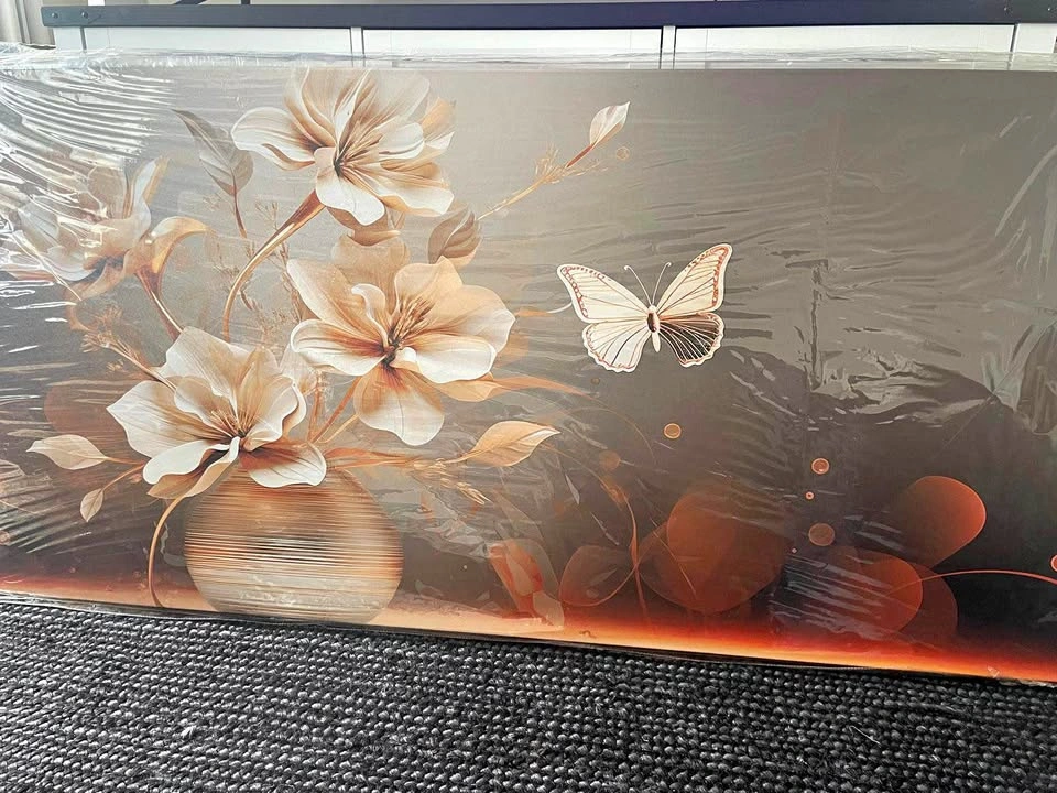 Wall art decor Metal Element Texture Flowers in Vase 28x57”