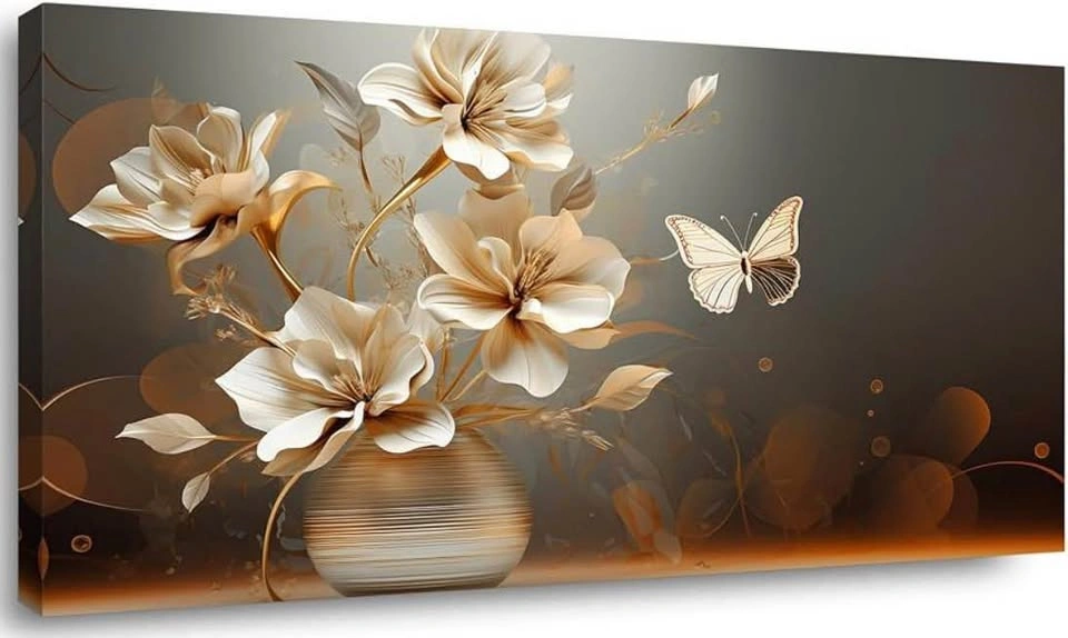 Wall art decor Metal Element Texture Flowers in Vase 28x57” - photo 2