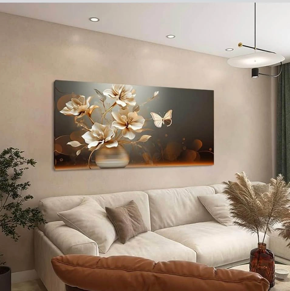 Wall art decor Metal Element Texture Flowers in Vase 28x57” - photo 3