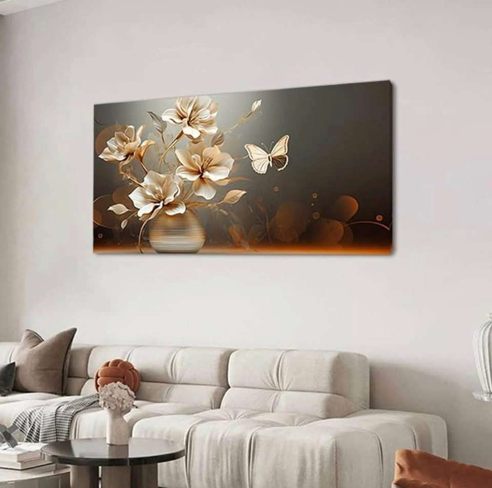 Wall art decor Metal Element Texture Flowers in Vase 28x57” - photo 4