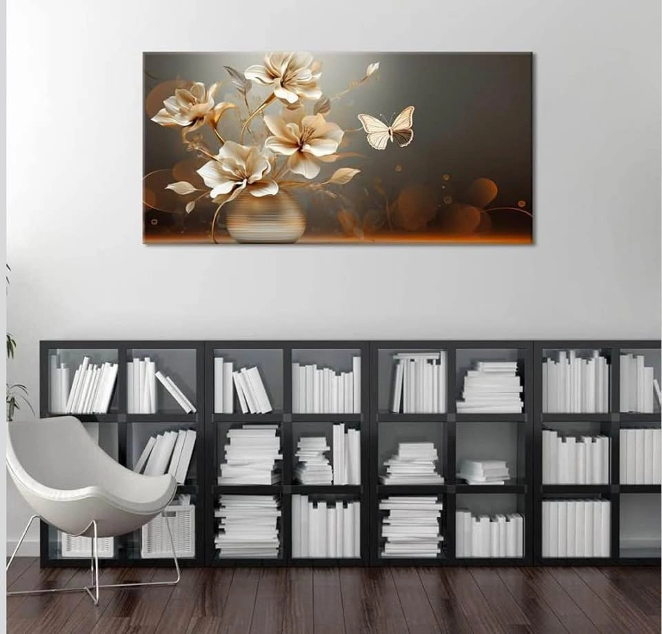 Wall art decor Metal Element Texture Flowers in Vase 28x57” - photo 5