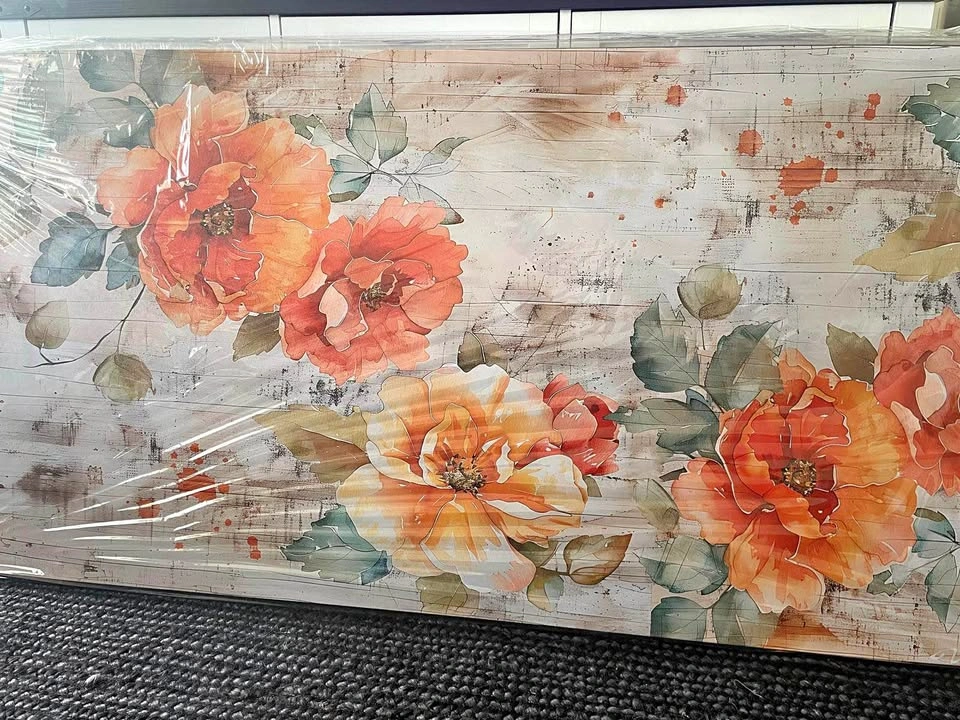 Painting Blooming Red Flowers 28x57”