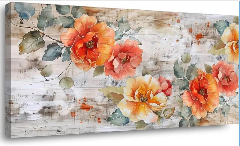 Painting Blooming Red Flowers 28x57” - photo 2