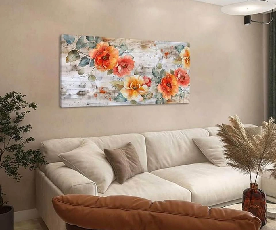 Painting Blooming Red Flowers 28x57” - photo 3