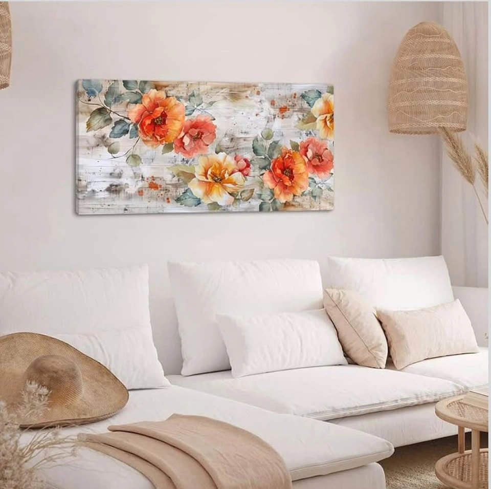 Painting Blooming Red Flowers 28x57” - photo 4