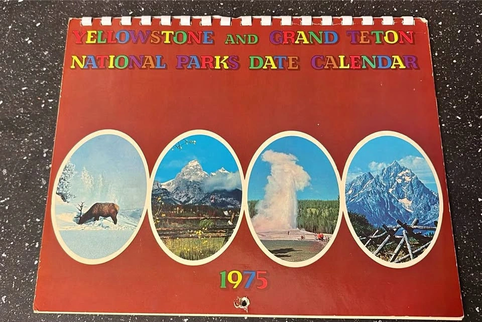 Vintage 1975 Yellowstone and Grand Teton National Parks Calendar