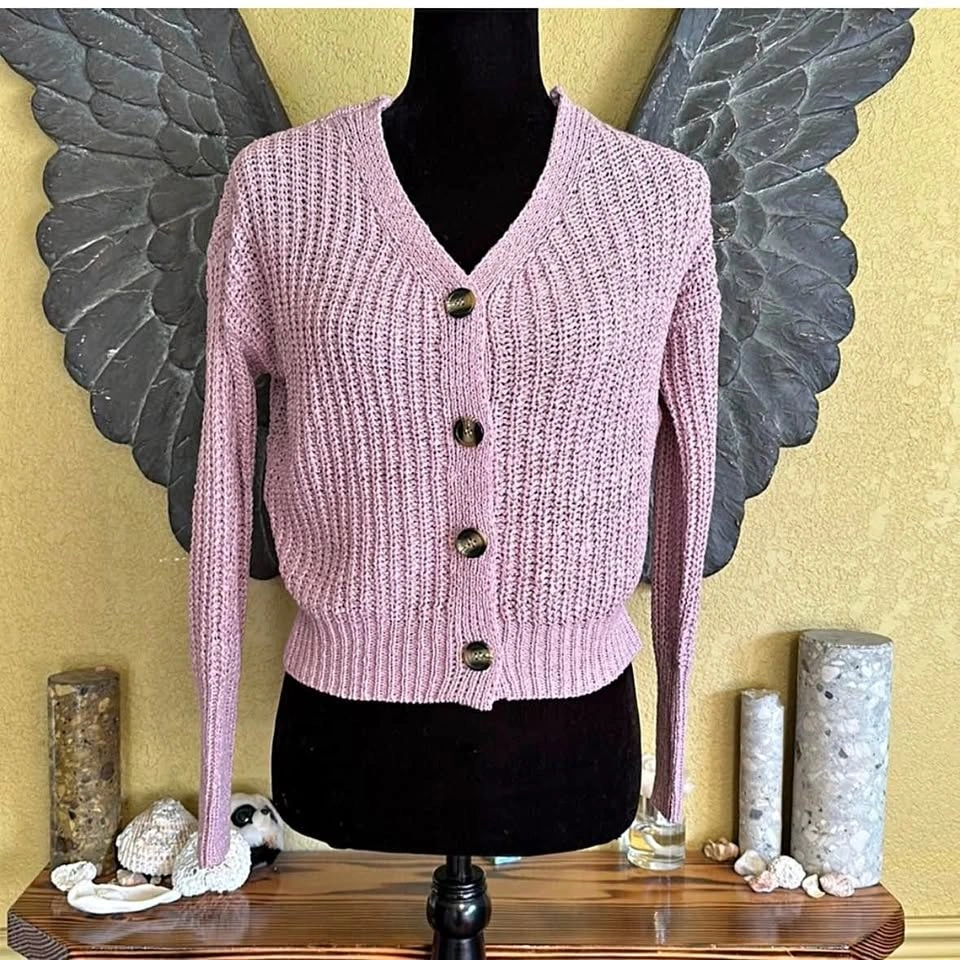 Moon & Madison Oversized Knit Crop Cardigan Sweater