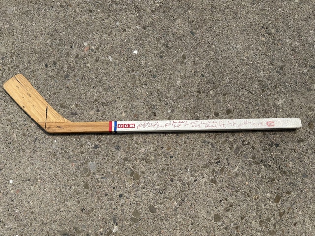 VINTAGE CCM MONTREAL CANADIANS MINI HOCKEY STICK - AUTOGRAPHED