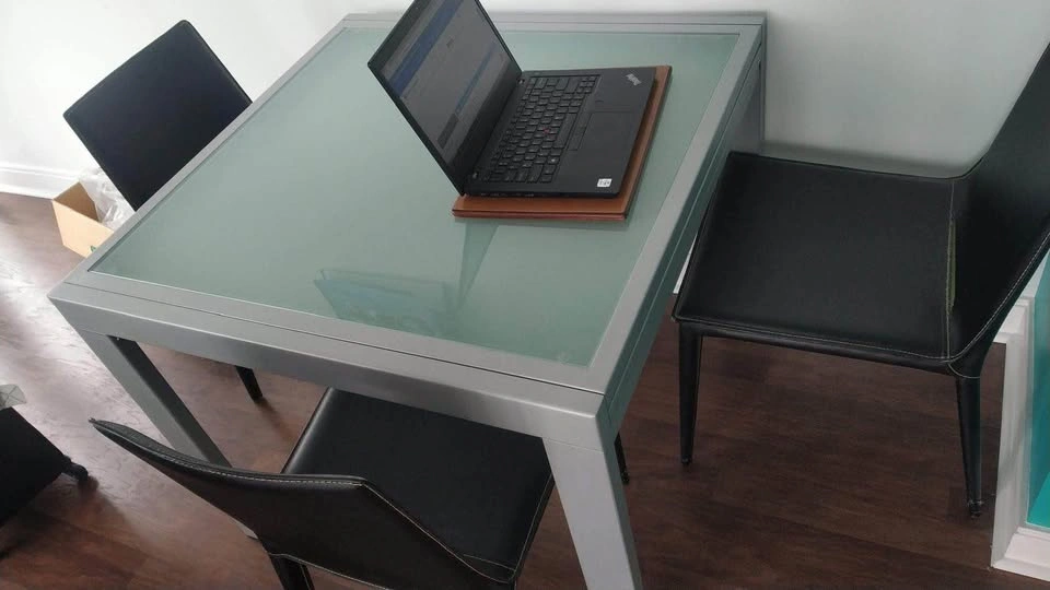 Structube Extendable Glass Top Dining Table (Silver Metal Frame) - photo 2