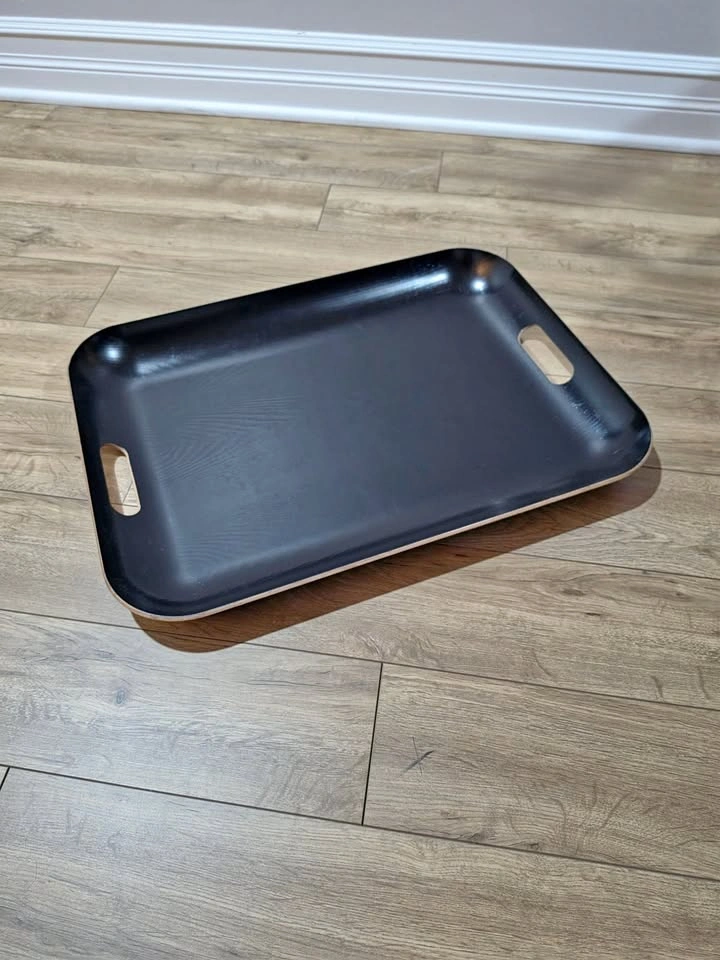 Black serving tray with handles
