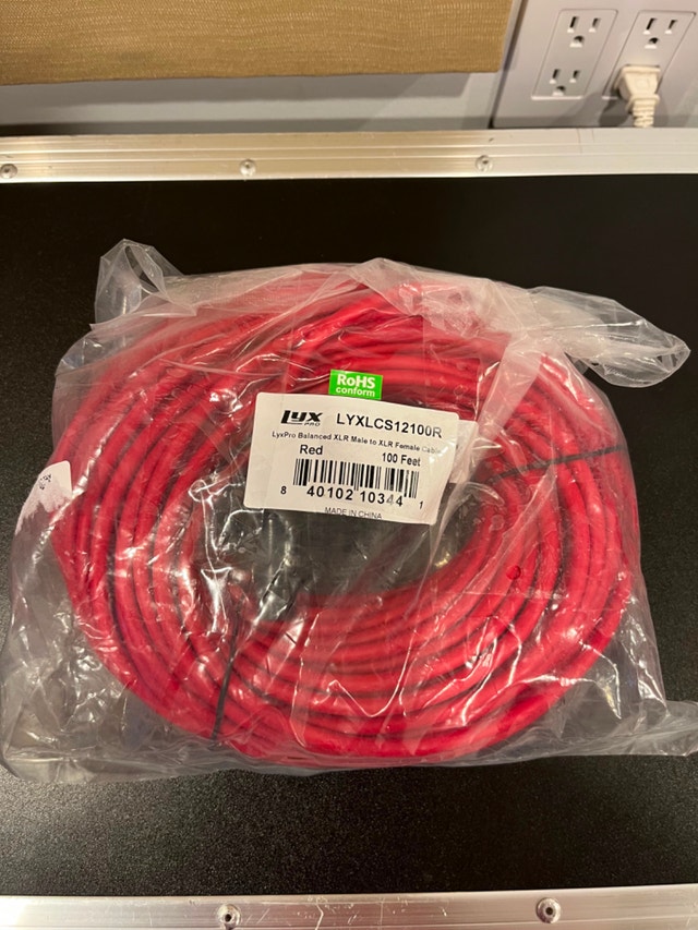 LyxPro 100 Foot XLR Cable (Red)