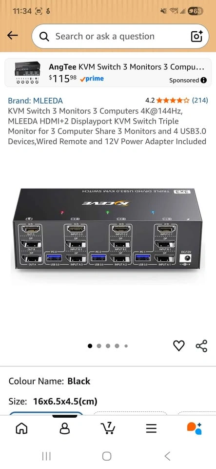 KCEVE 3x3 Triple Monitor KVM Switch - photo 2