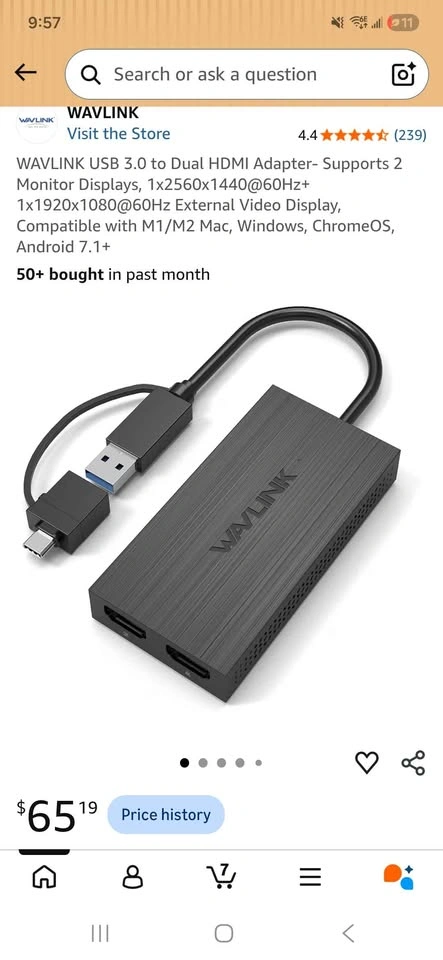 WAVLINK USB 3.0 to Dual HDMI Adapter WL-UG7602HC - photo 2