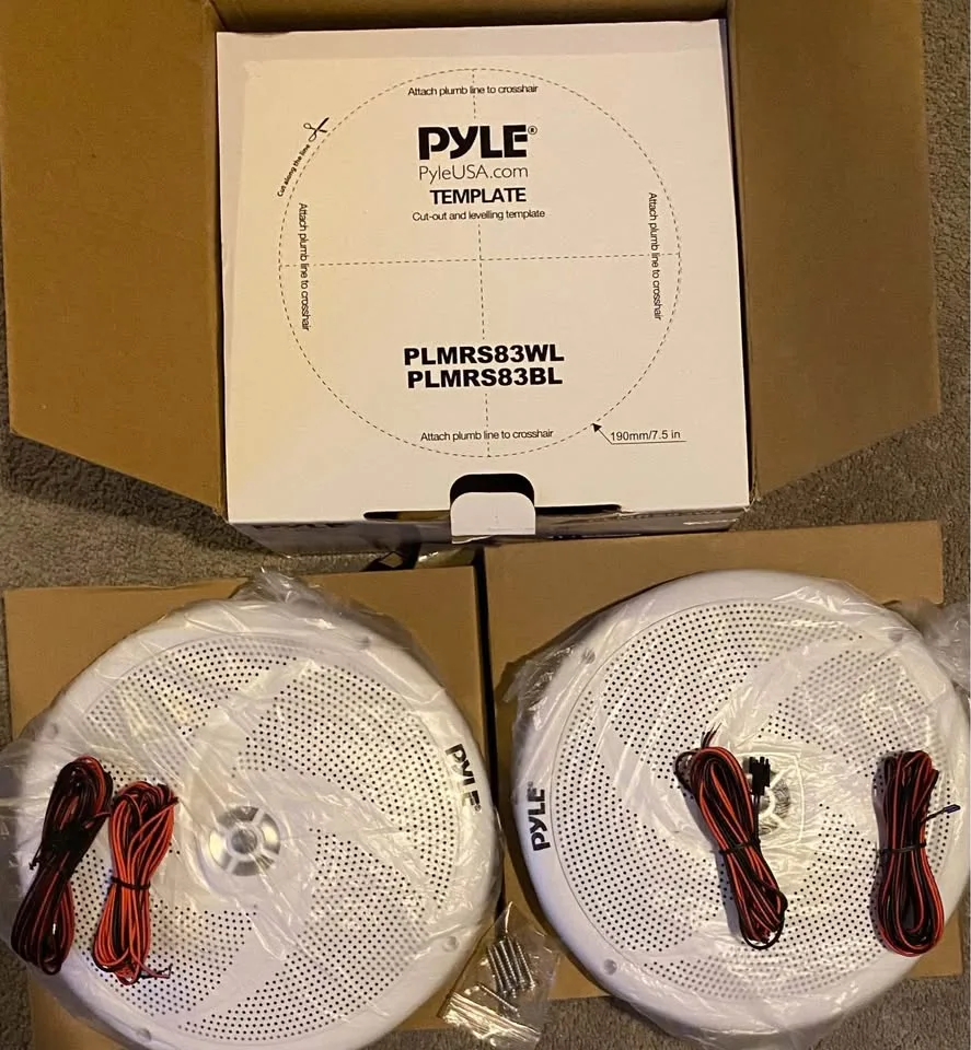 Pyle 8 Inch Marine Speakers - 160 Watt, White - Blue LED image indicator(9)