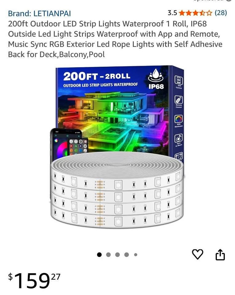 400ft Outdoor LED Strip Lights Waterproof with App