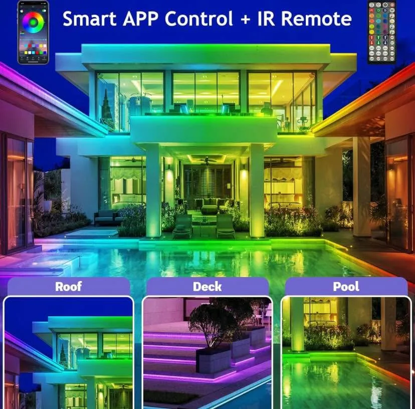 400ft Outdoor LED Strip Lights Waterproof with App image indicator(5)