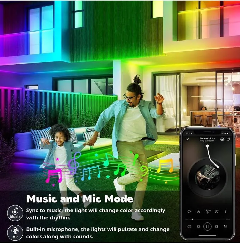 400ft Outdoor LED Strip Lights Waterproof with App image indicator(6)