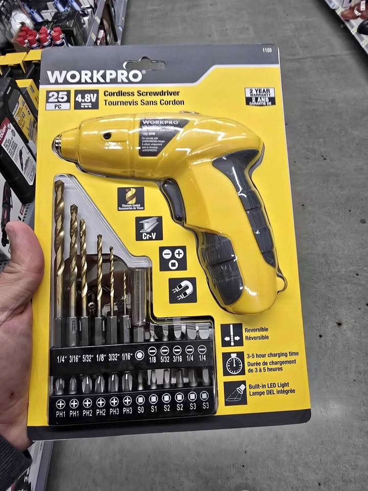 WORKPRO 4.8V Cordless Screwdriver 25-Piece Set