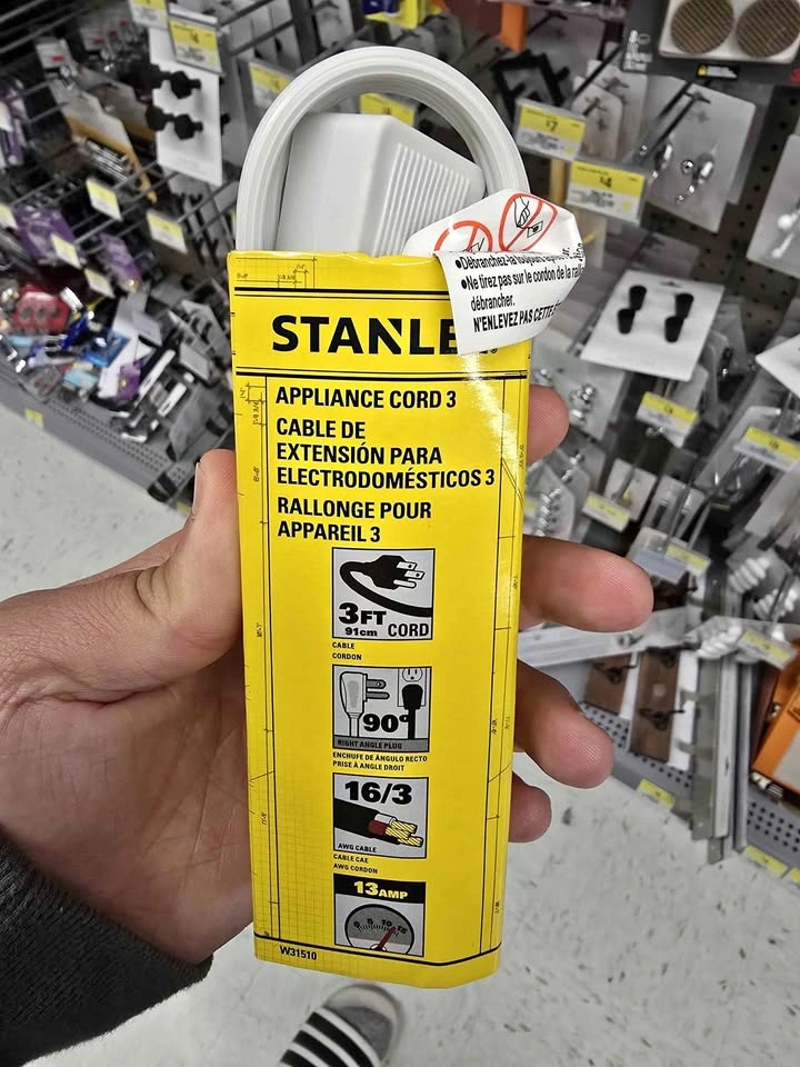 Stanley 3ft Appliance Extension Cord W31510
