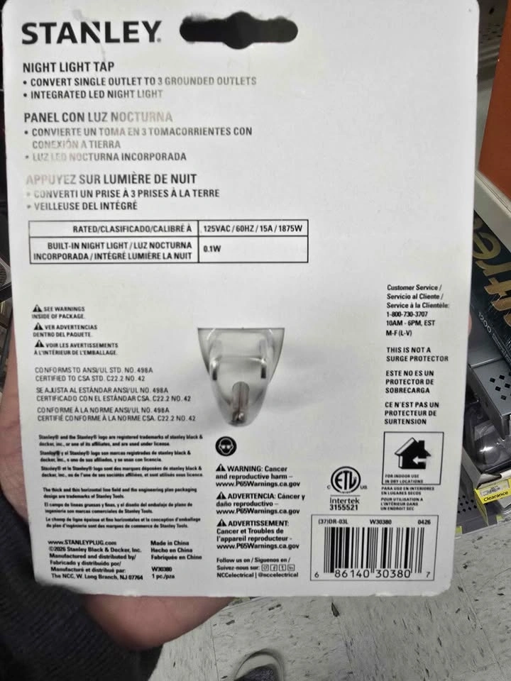 Stanley Night Light Tap 3 Grounded Outlets - photo 2