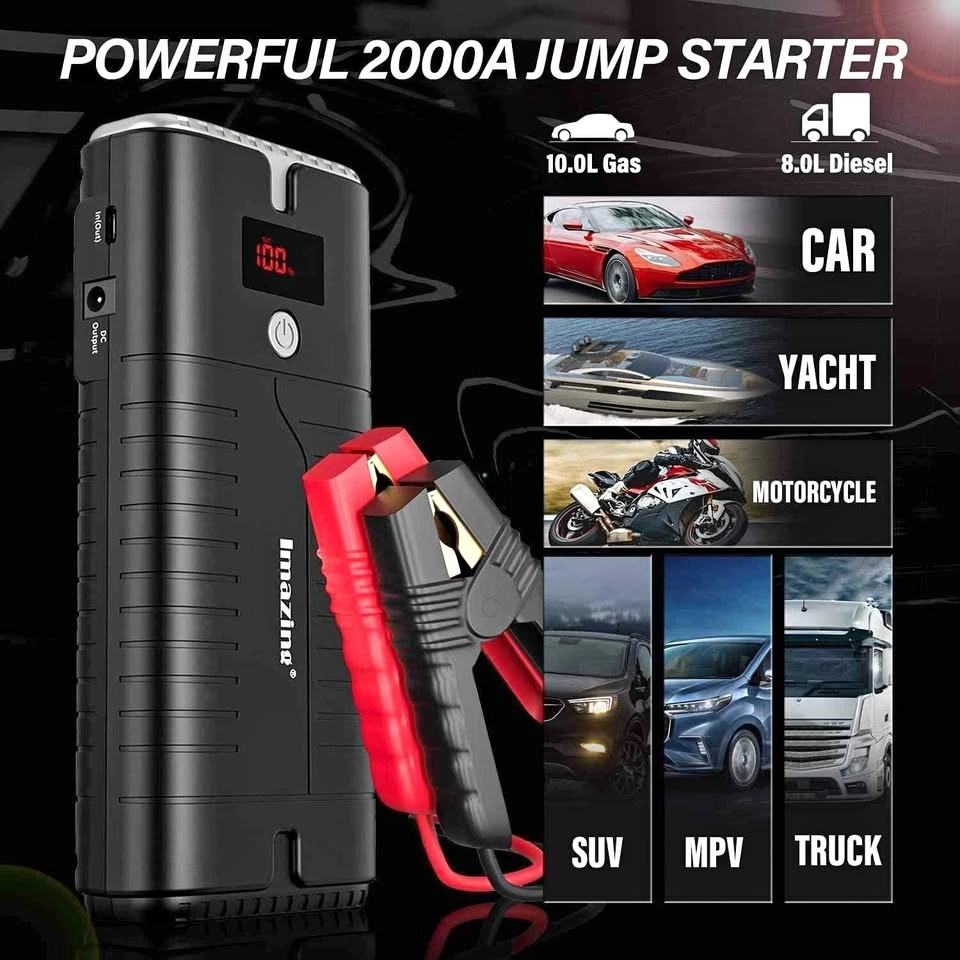 New : Imazing Portable Car Jump Starter - 2000A Peak 18000mAH