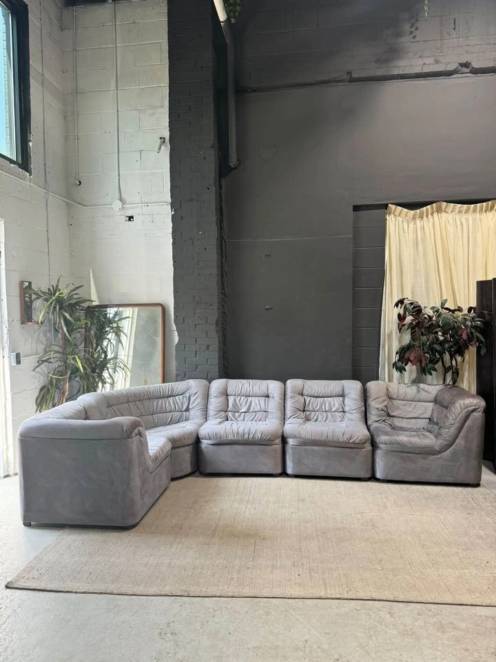 Vintage 5-Piece Modular Sectional Sofa - photo 4