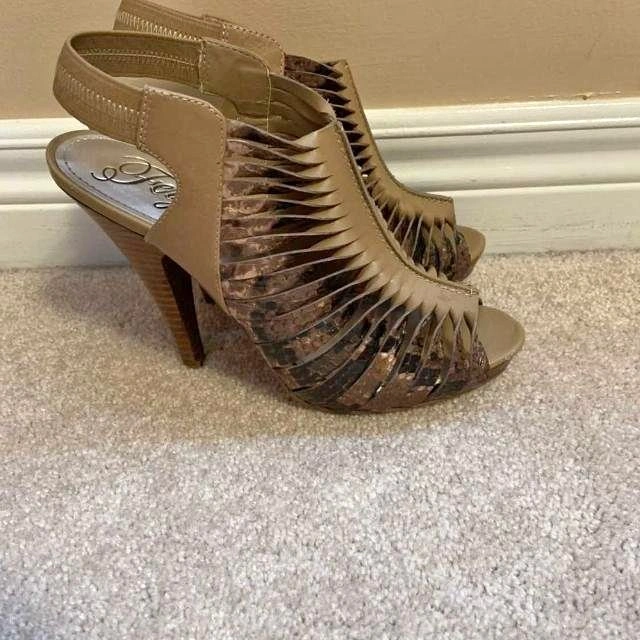 Fergie Animal Print Peep Toe Heels - Size 7