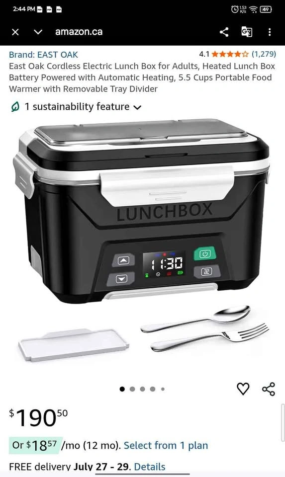 East Oak Cordless Electric Lunch Box