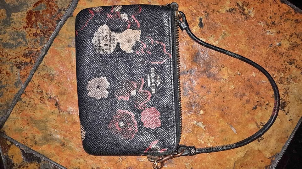 Coach Floral Leather Wristlet