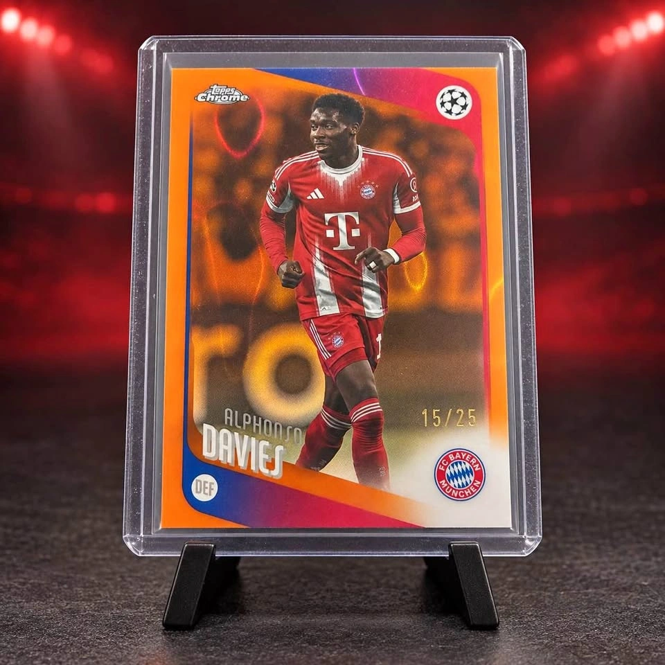 Alphonso Davies Topps Chrome UEFA Orange Refractor 15/25