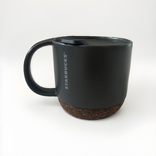 Starbucks Cork Base Coffee Mug Black Matte With Lid 12 Oz.