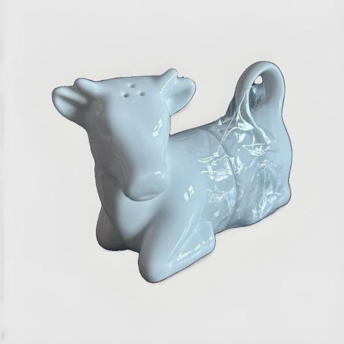 White Ceramic Halved Cow Salt And Pepper Shaker Set