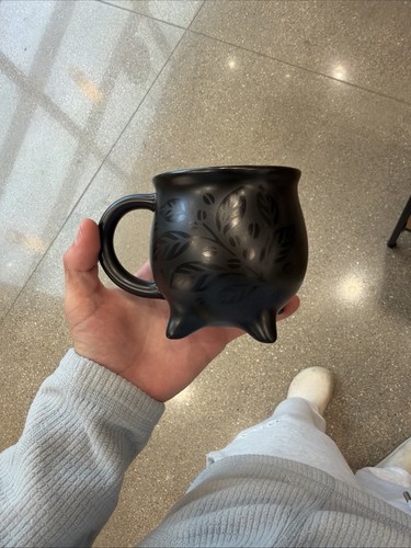 Starbucks 2026 Halloween Black Cauldron Footed Ceramic Mug